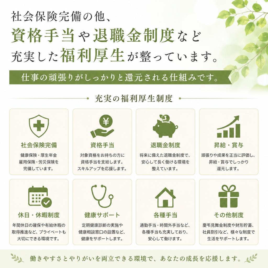 安心の福利厚生と手当