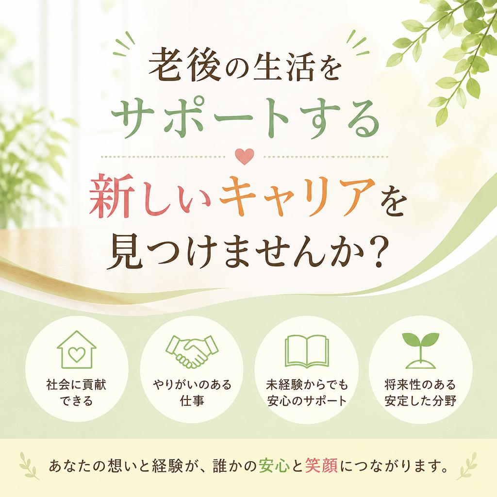 老後の生活をサポートする新しいキャリアを見つけませんか？