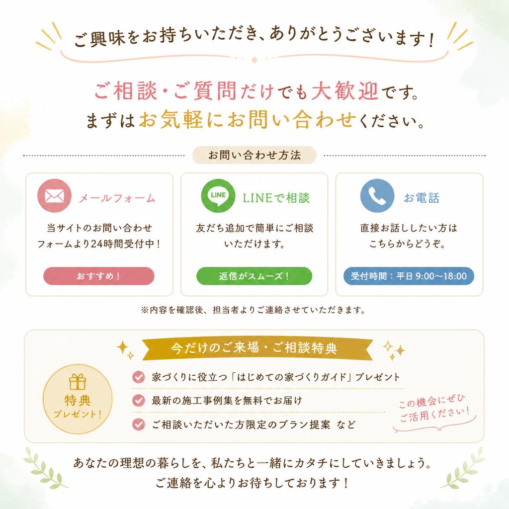 まずはお問い合わせを！
