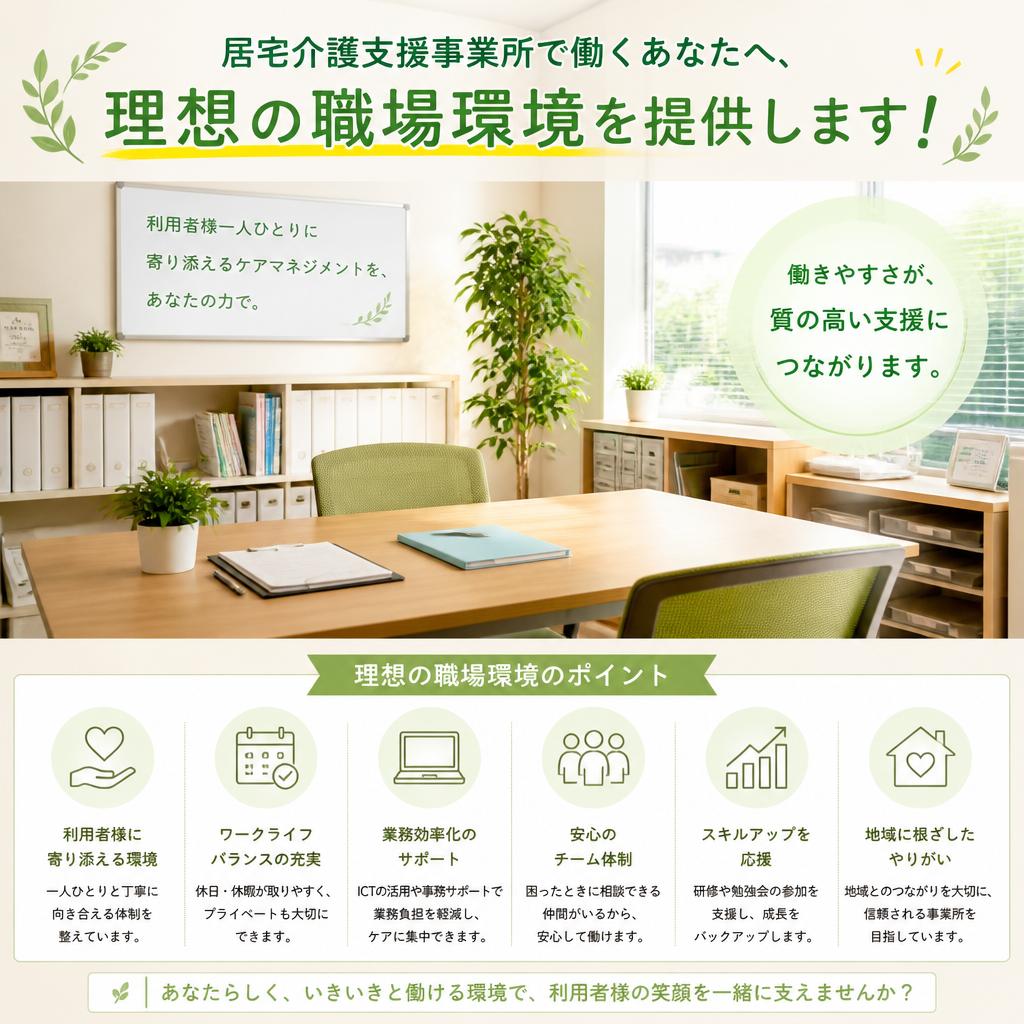 居宅介護支援事業所で働くあなたへ、理想の職場環境を提供します！