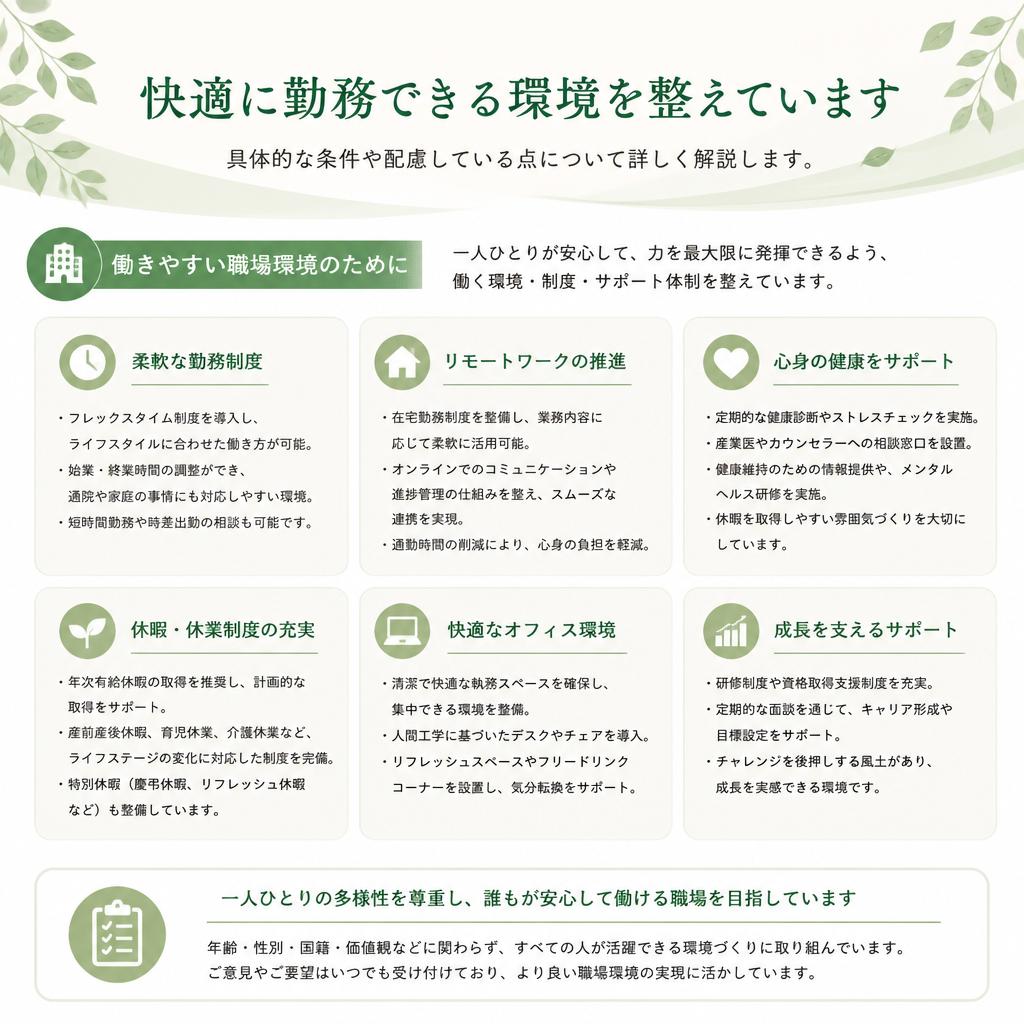 働きやすい職場環境の特徴